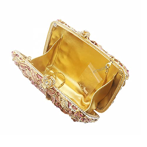 DJBM Vintage Women Floral Rhinestone Crystal Purse Rose Evening Clutch Diamond Evening Bags for Party Wedding Cocktail Prom, Black - Image 5