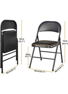 MOMENT Folding Chair With Padded Seats Multi Functional Portable Chair For Home Dining Office Outdoor Fishing, Black  - Image 3