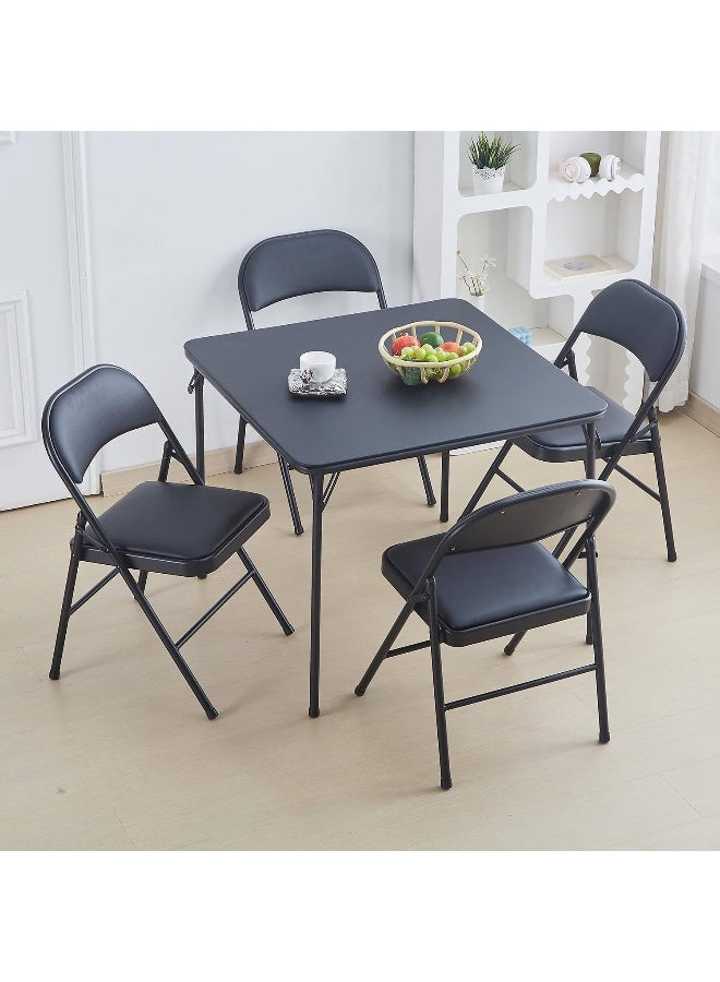MOMENT Folding Chair With Padded Seats Multi Functional Portable Chair For Home Dining Office Outdoor Fishing, Black  - Image 2