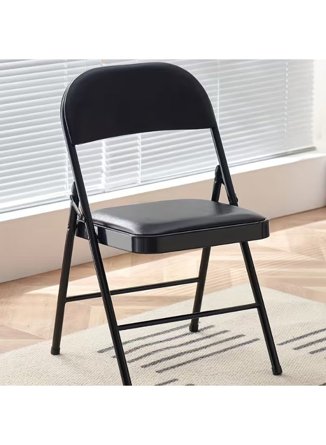 MOMENT Folding Chair With Padded Seats Multi Functional Portable Chair For Home Dining Office Outdoor Fishing, Black - Image 1
