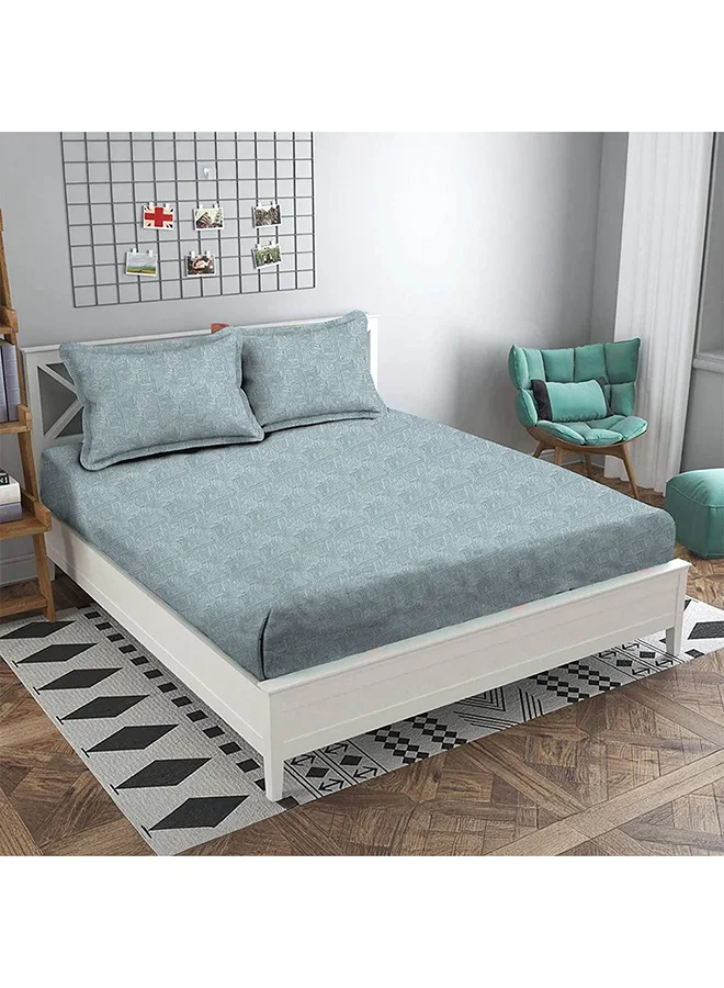 DANUBE HOME Danube Home Albany Single Bed Fitted Sheet Set 120x200+30 cm/50x75+15 cm Merritt Blue | 80 Cotton; 20 Lyocell Bedding Set For Bedroom