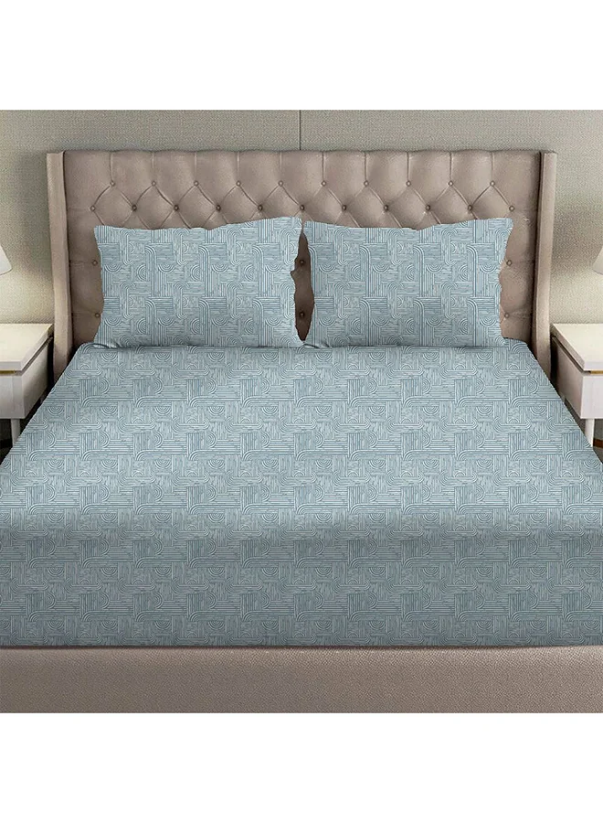 DANUBE HOME Danube Home Albany Single Bed Fitted Sheet Set 120x200+30 cm/50x75+15 cm Merritt Blue | 80 Cotton; 20 Lyocell Bedding Set For Bedroom
