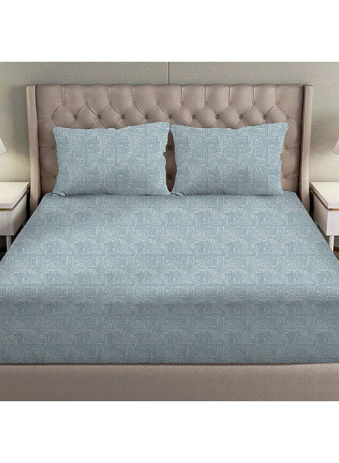 DANUBE HOME Danube Home Albany Single Bed Fitted Sheet Set 120x200+30 cm/50x75+15 cm Merritt Blue | 80 Cotton; 20 Lyocell Bedding Set For Bedroom  - Image 2