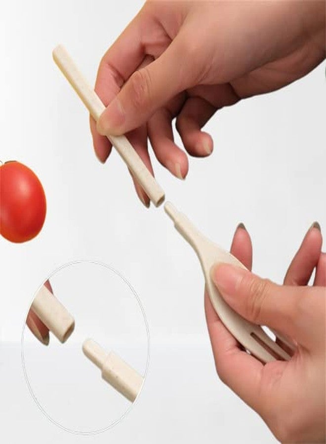 Bhavya Optic SunShades 3 pc Set Reusable Folding Wheat Straw Cutlery Fork Spoon Chopsticks Set with Box. - Image 3