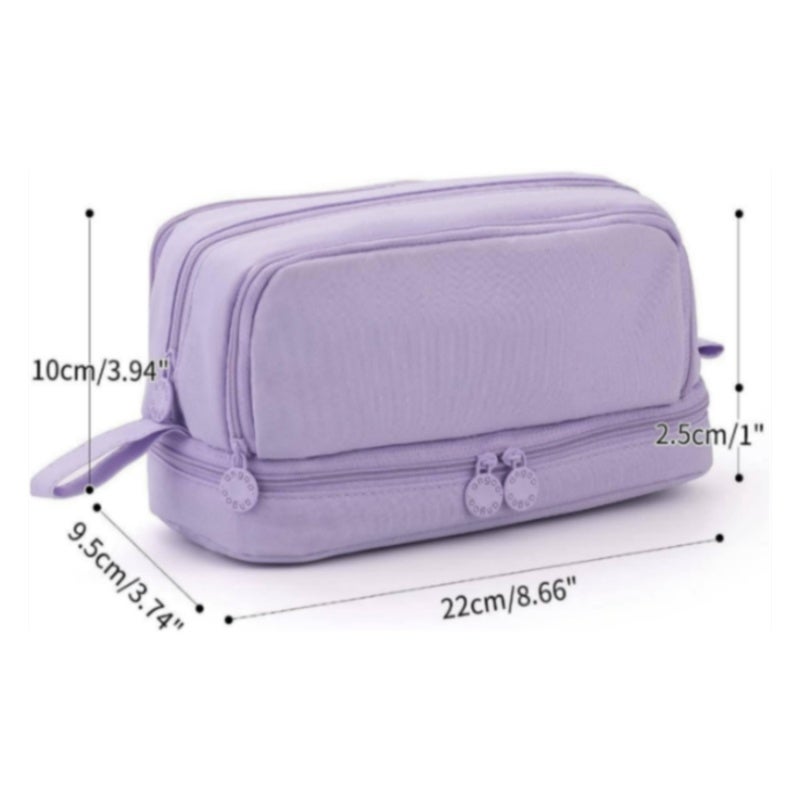 Pen Case: 23.5 X 5 X 9.5 Cm Black Durable Polyester - Lightweight Spacious Multi-Compartment Organizer for Students And Office Staff - Image 2