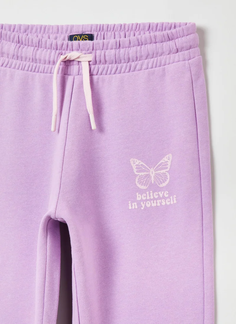 Ovs OVS Plush Joggers With Butterfly Print