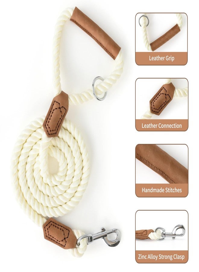 Mile High Life Dog Leash, Braided Cotton Rope Leashes with Leather Handle - Heavy Duty Metal Clasp, 4FT, 1/2" Thick - Wedding, Walking & Training Leash for Small Medium Large Dogs (White) - Image 5