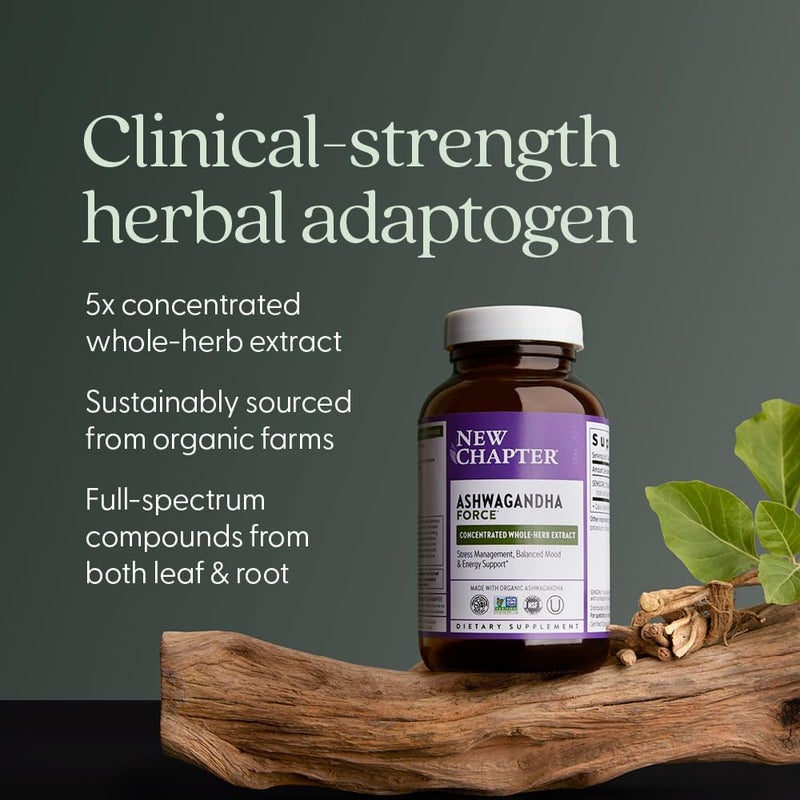 New Chapter Organic Ashwagandha Force Supplement - 60 Vegan Capsules for Stress Relief, Mood Support, and Energy - Image 4