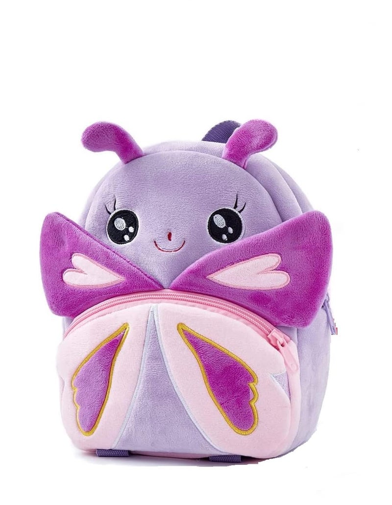 Black Hill Kids Preschool Bag for Boys and Girls, Cute Soft Plush school Animal Cartoon Mini Backpack Little kids bags for 2-5 years Baby/Boys/Girls Nursery, Preschool,Picnic (Purple butterfly) - Image 1