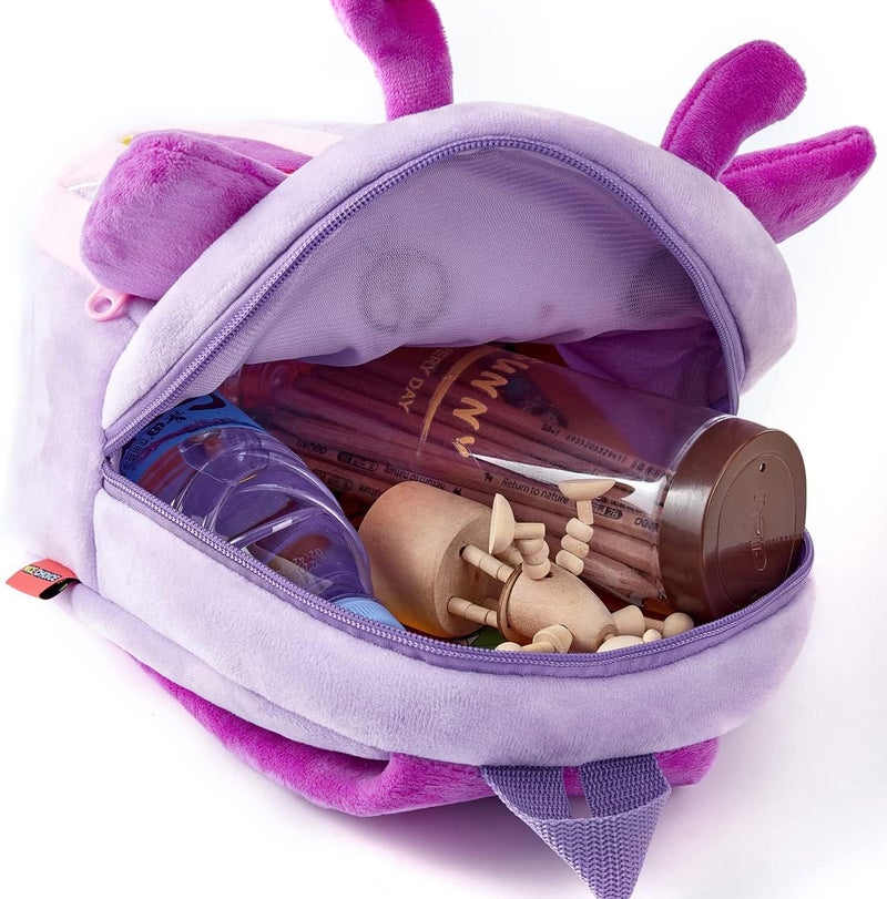 Black Hill Kids Preschool Bag for Boys and Girls, Cute Soft Plush school Animal Cartoon Mini Backpack Little kids bags for 2-5 years Baby/Boys/Girls Nursery, Preschool,Picnic (Purple butterfly) - Image 5