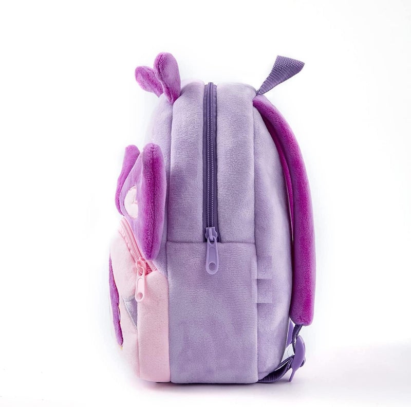 Black Hill Kids Preschool Bag for Boys and Girls, Cute Soft Plush school Animal Cartoon Mini Backpack Little kids bags for 2-5 years Baby/Boys/Girls Nursery, Preschool,Picnic (Purple butterfly) - Image 3
