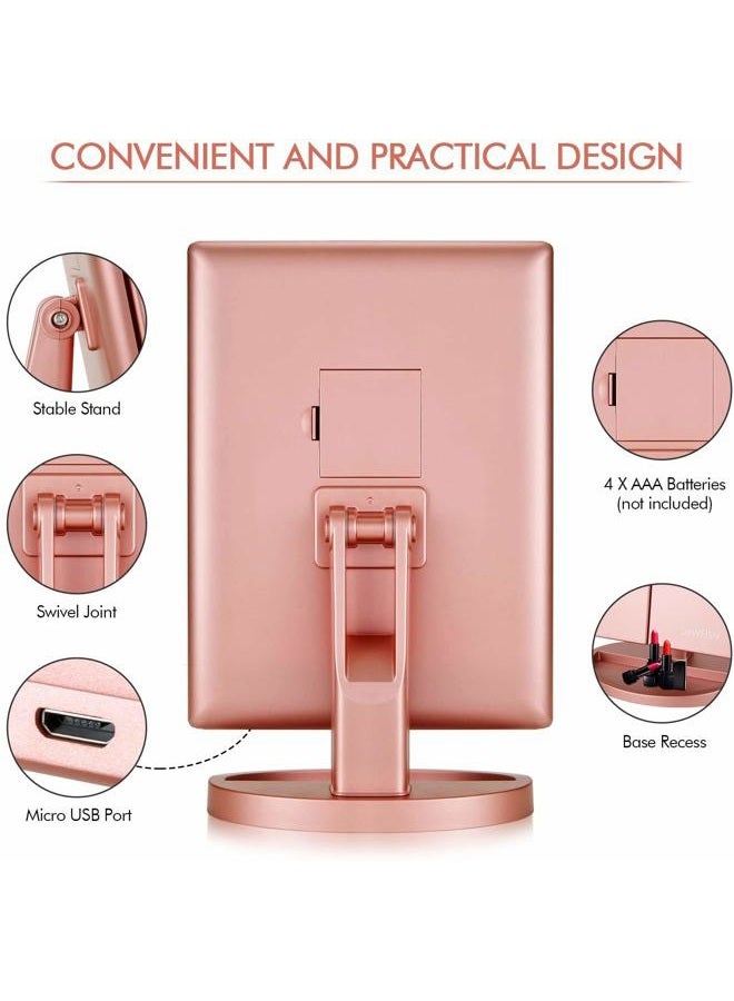 Infitrans 3 Folds Lighted Vanity Makeup Mirror,1X/2X/3X Magnification, 21 LED Light Bright Table Mirror with Touch Screen,180 Adjustable Rotation,Portable Travel Cosmetic Mirror - Image 4