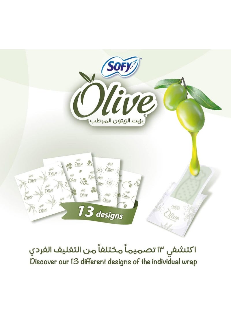 صوفي فوطة صحية يومية مرطبة بزيت الزيتون بدون رائحة، 40 فوطة - Image 2