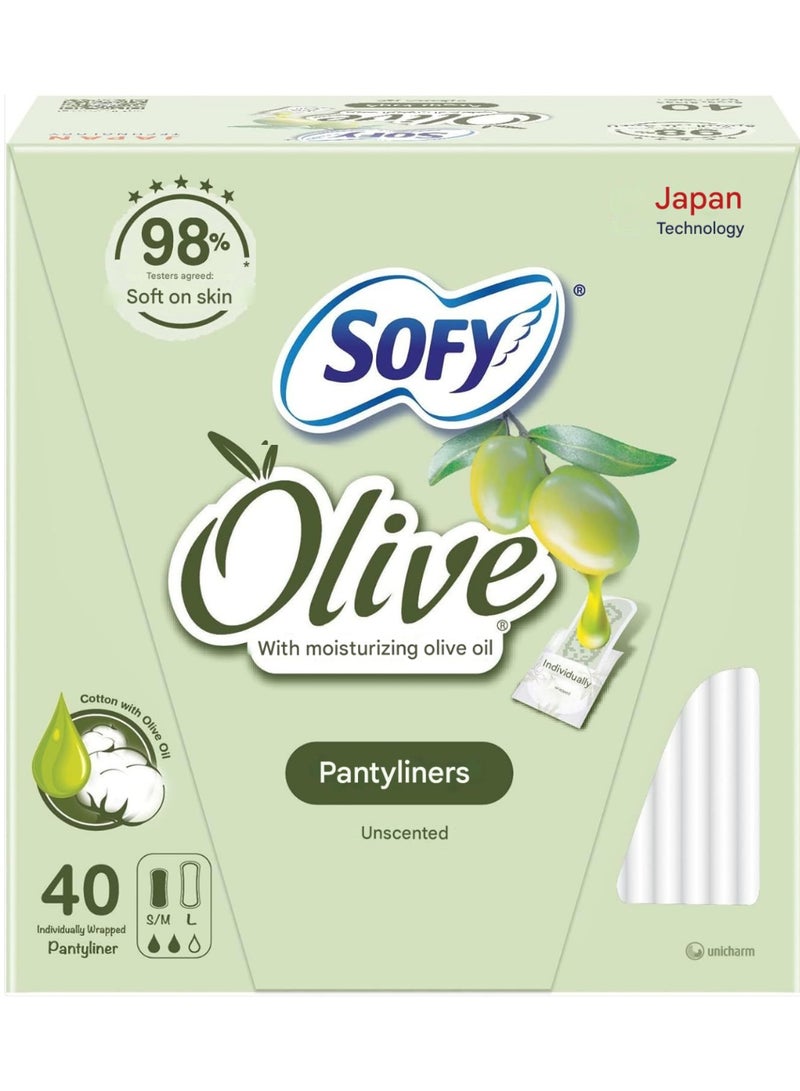 صوفي فوطة صحية يومية مرطبة بزيت الزيتون بدون رائحة، 40 فوطة - Image 1