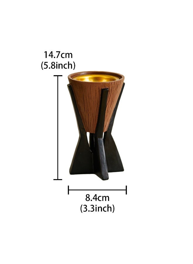 Resin inverted conical wood-grain incense burner, festival incense container, aroma diffuser, tower incense holder, sandalwood incense burner - Image 2