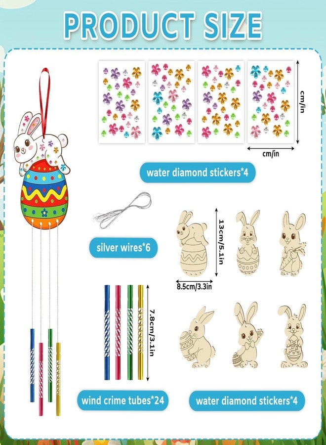 Sealmic Wooden Easter Bunny Wind Chime Kits Make Your Own Easter Crafts for Kid Coloring DIY Easter Rabbit Wind Chime for Spring Party School Classroom Hanging Decoration Supplies Birthday Favor - Image 2