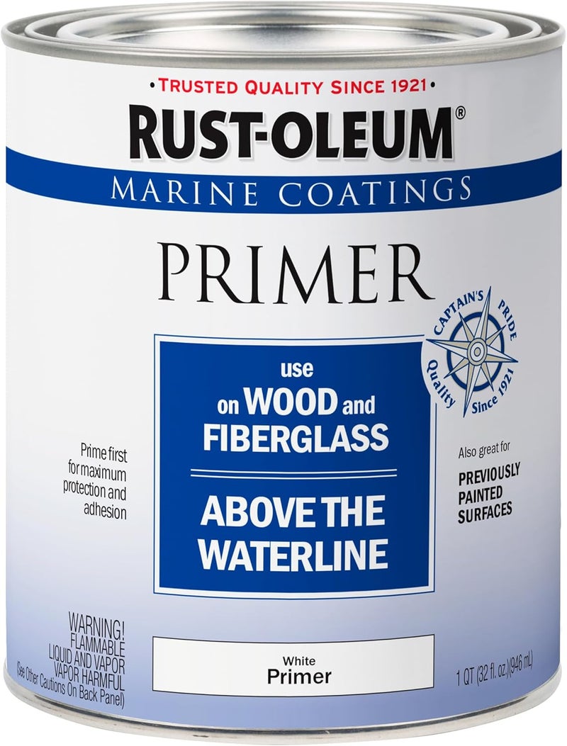 Rust-Oleum Marine Coatings White Primer for Wood and Fiberglass - 32 Fluid Ounces - Image 1