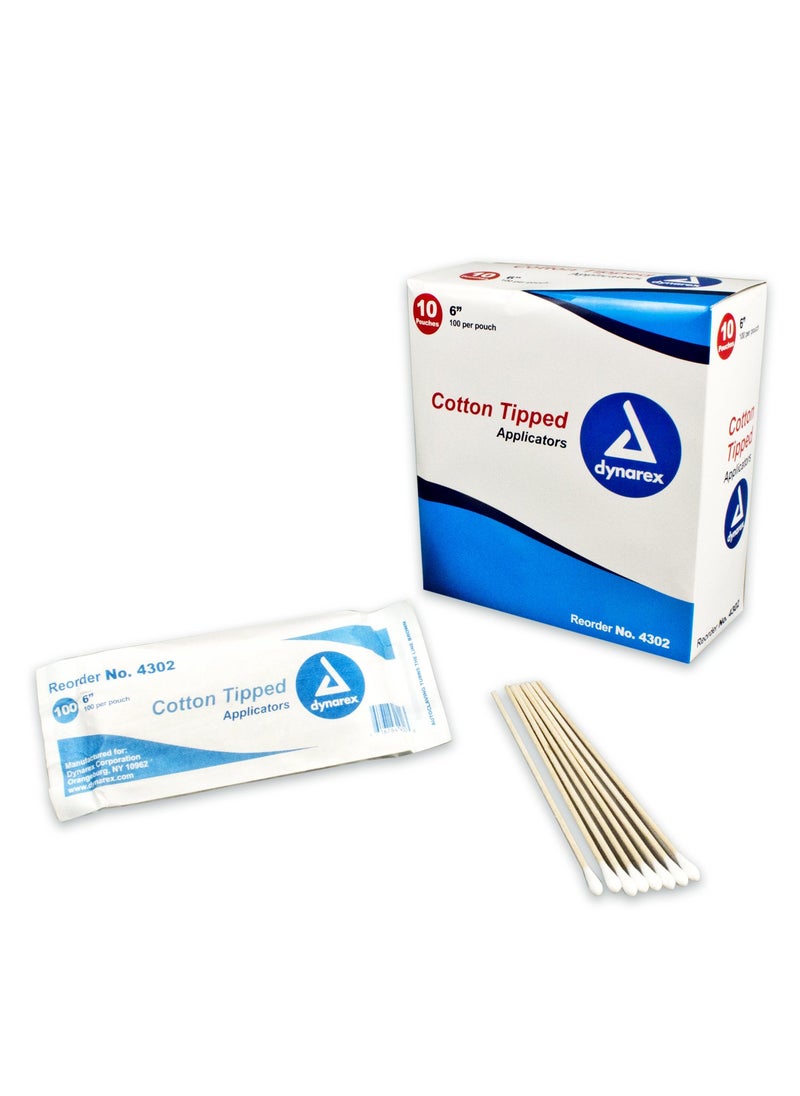 Dynarex Dynarex Cotton Tipped Wood Applicators Nonsterile 6 100 Count Pack of 10 