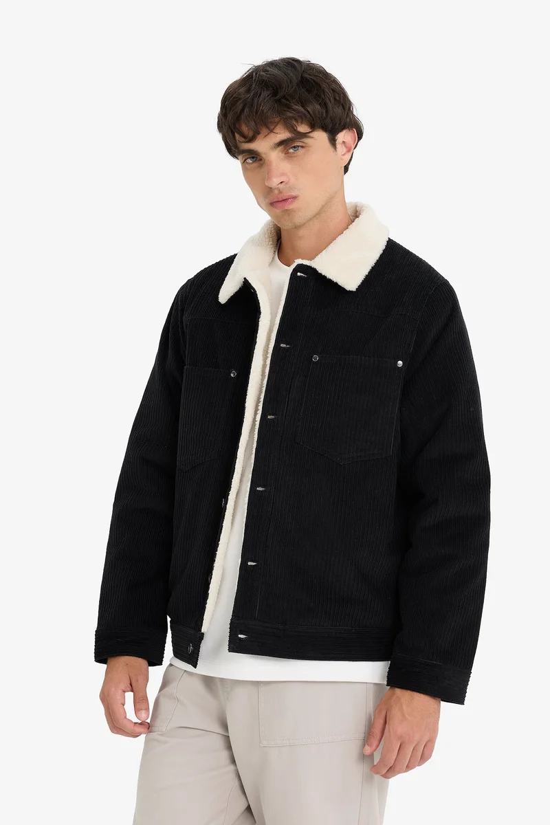 Defacto  Slim Fit Plush Lined Pockets Cotton Puffer Jacket for Men | Best Price UAE