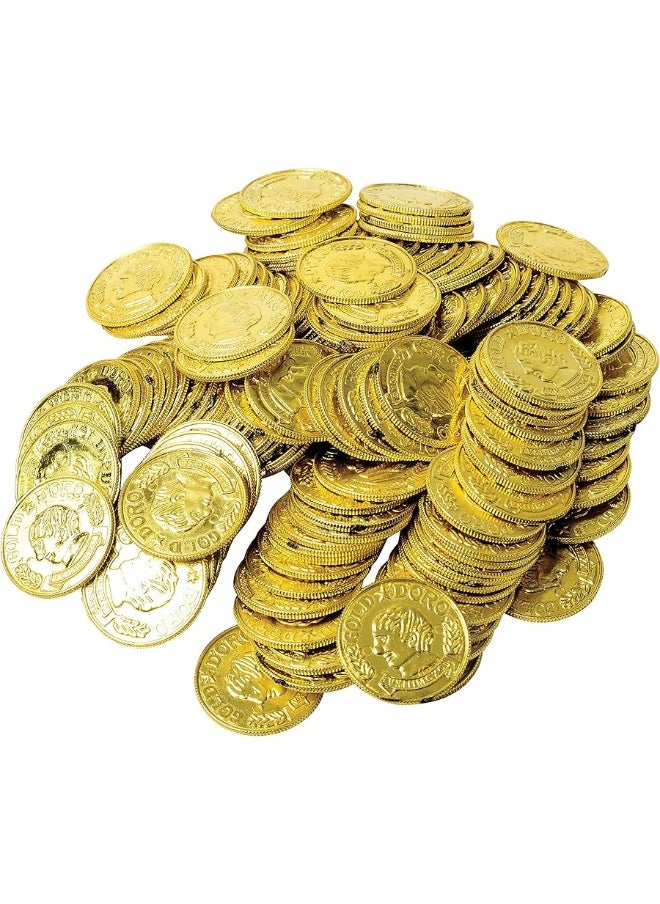 GiftExpress GIFTEXPRESS Plastic Doubloon Gold Coins  144 Count Kids Play Money Pirate Tokens  Toy Treasure for St Patricks Day Games Decorations  Party Favors  - Image 1