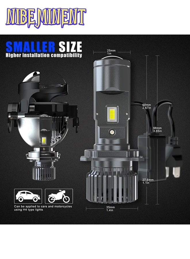 نيبمينينت مصباح أمامية LED GT4 H4 للسيارات بوحدة الإسقاط 3800 لومن 6500K وضع إضاءة أبيض عالية/منخفضة مع عدسة متكاملة فريدة من نوع H4 القريب/العالي من نوع 12V - 24V ليزر فائق السطوع للسيارات والدراجات النارية - Image 3