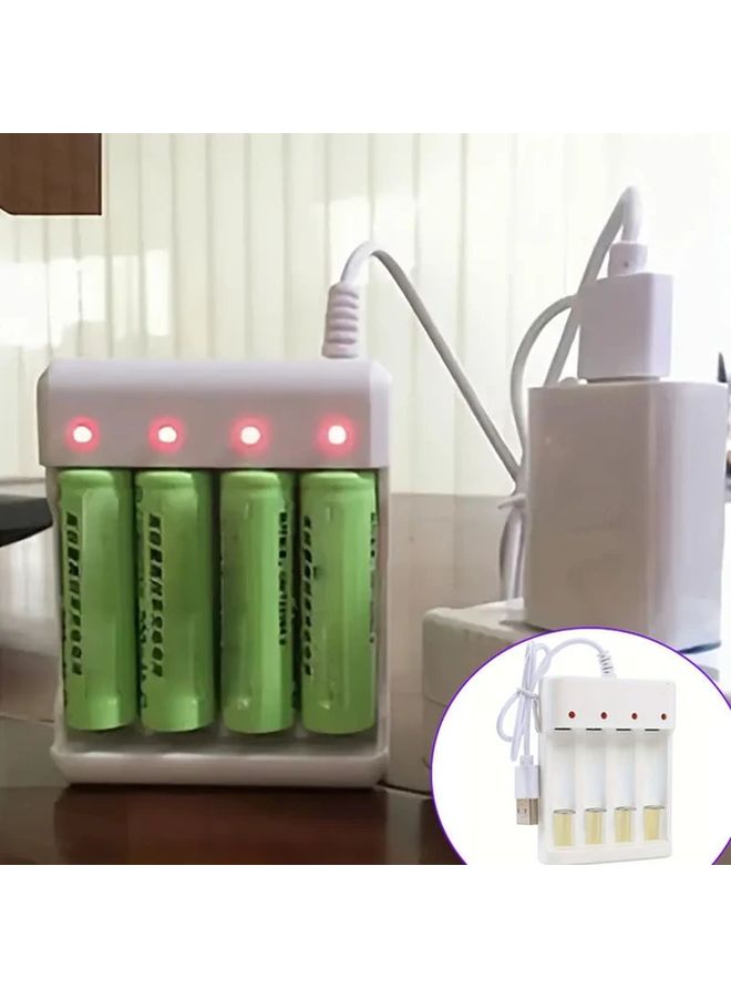 White Compact USB 36V Fast Charger For Aa Aa Smart Rechargeable Battery Station With Short Circuit Protection And Auto Shut Off Safe Multi Battery Charger For Home Travel Car Adapter Compatible No Overcharge - Image 1