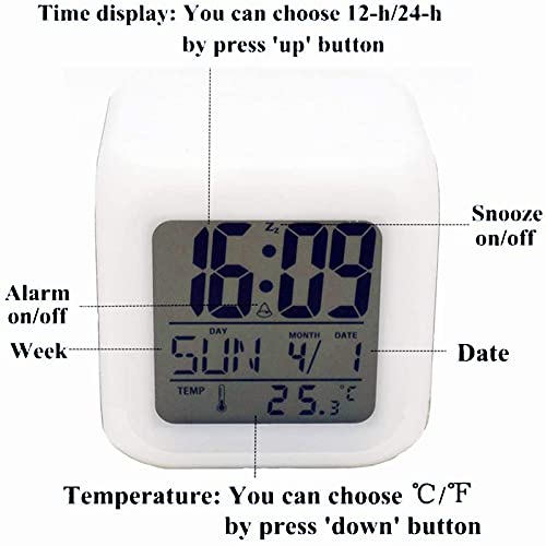 XUWU Basketball Alarm Clock for Kids Boy Girl 7 LED Color Changing Wake Up Clock Home Decor Bedroom Digital with Temperature Display - Image 4