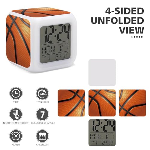 XUWU Basketball Alarm Clock for Kids Boy Girl 7 LED Color Changing Wake Up Clock Home Decor Bedroom Digital with Temperature Display - Image 3