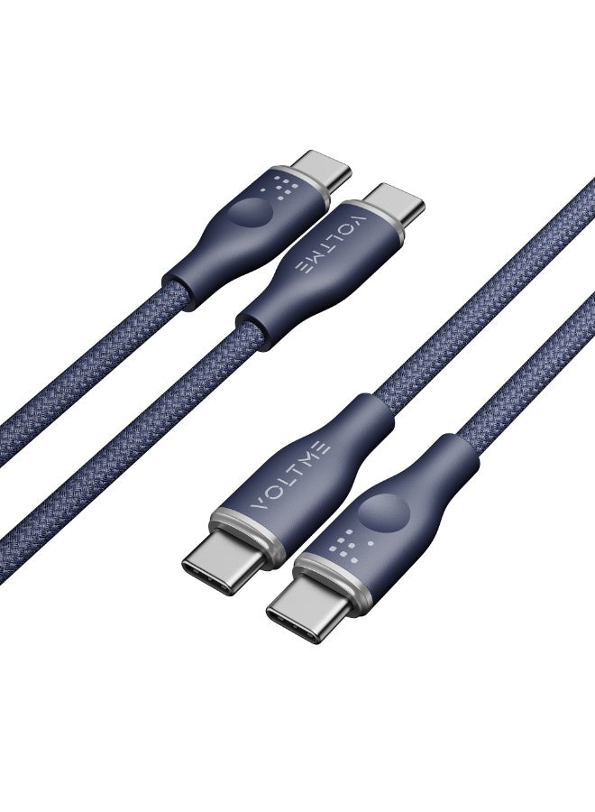 VOLTME Powerlink Rugg 60W PD 3A Type C Cable, Premium Nylon Braided Fast USB C Data Transfer Cable for iPhone 15 Pro Max/Pro/Plus, Samsung S23 Ultra, Xiaomi, Huawei, etc (1 M) – Blue - Image 1