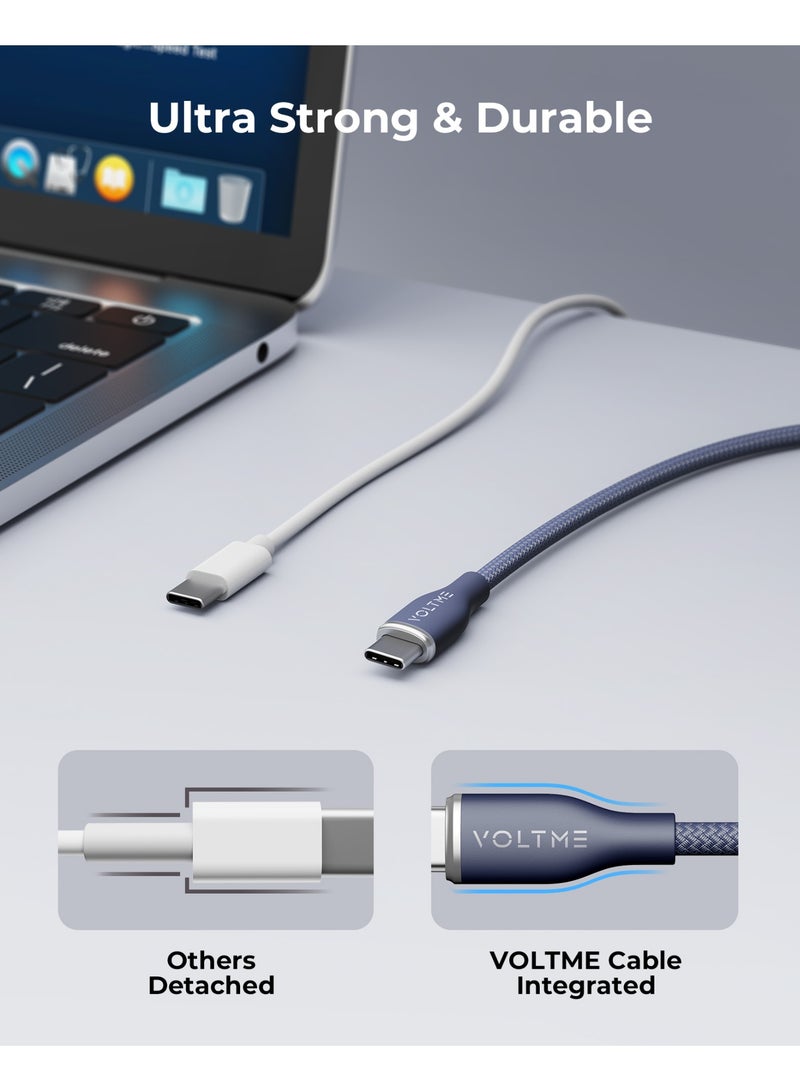 VOLTME Powerlink Rugg 60W PD 3A Type C Cable, Premium Nylon Braided Fast USB C Data Transfer Cable for iPhone 15 Pro Max/Pro/Plus, Samsung S23 Ultra, Xiaomi, Huawei, etc (1 M) – Blue - Image 4