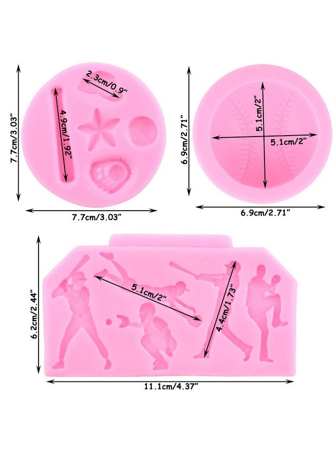Mujiang Baseball Silicone Molds Baseball Softball Glove Fondant Mold For Cake Decorating Polymer Clay Candy Chocolate Gum Paste Set Of 3  - Image 3