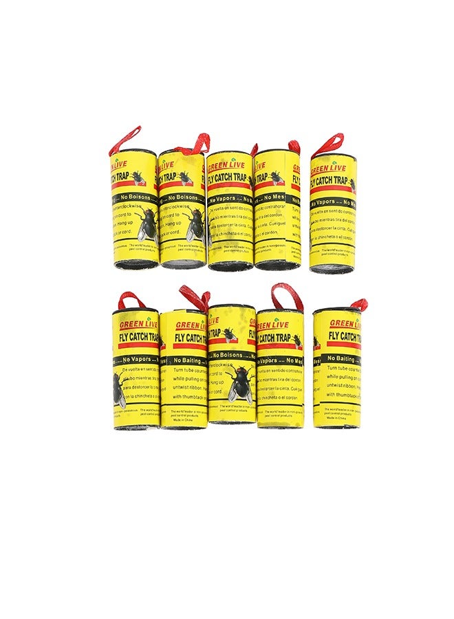 LAWAZIM Fly Catch Trap - 10 Piece 68CM - Sticky Hanging Disposable Trap for Flies, Mosquitoes, Gnats, and Insects with Non-Toxic Design - for Indoor & Outdoor Use in Homes, Kitchens, Gardens & Patios - Image 1