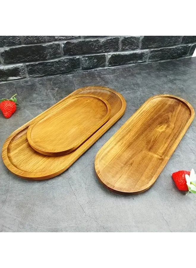 Creative Oval Wooden Coffee Tray Acacia Wood Platter Oval Serving Tray Polished Surface Geometric Patterns for Kitchen Dining Christmas Halloween Easter Valentines Day Fathers Day - Image 4