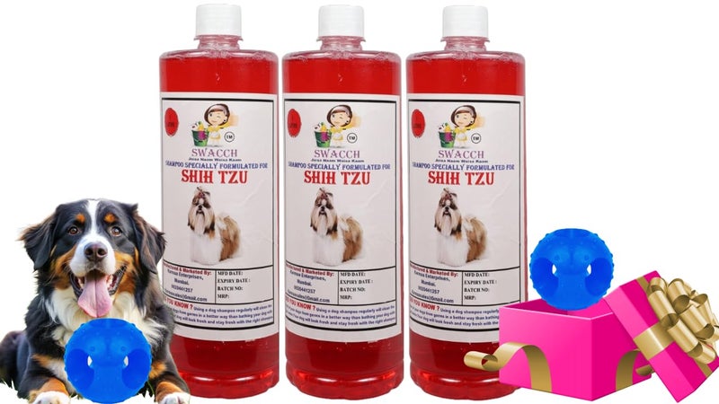 swacch Pet Shampoo | Puppy Safe Shampoo | PH Balanced | Ditch to Itch for Shih Tzu Dog Shampoo 3 Litre (Jasmine) + Goofy Ball Chew Toy Combo Pack - Image 1
