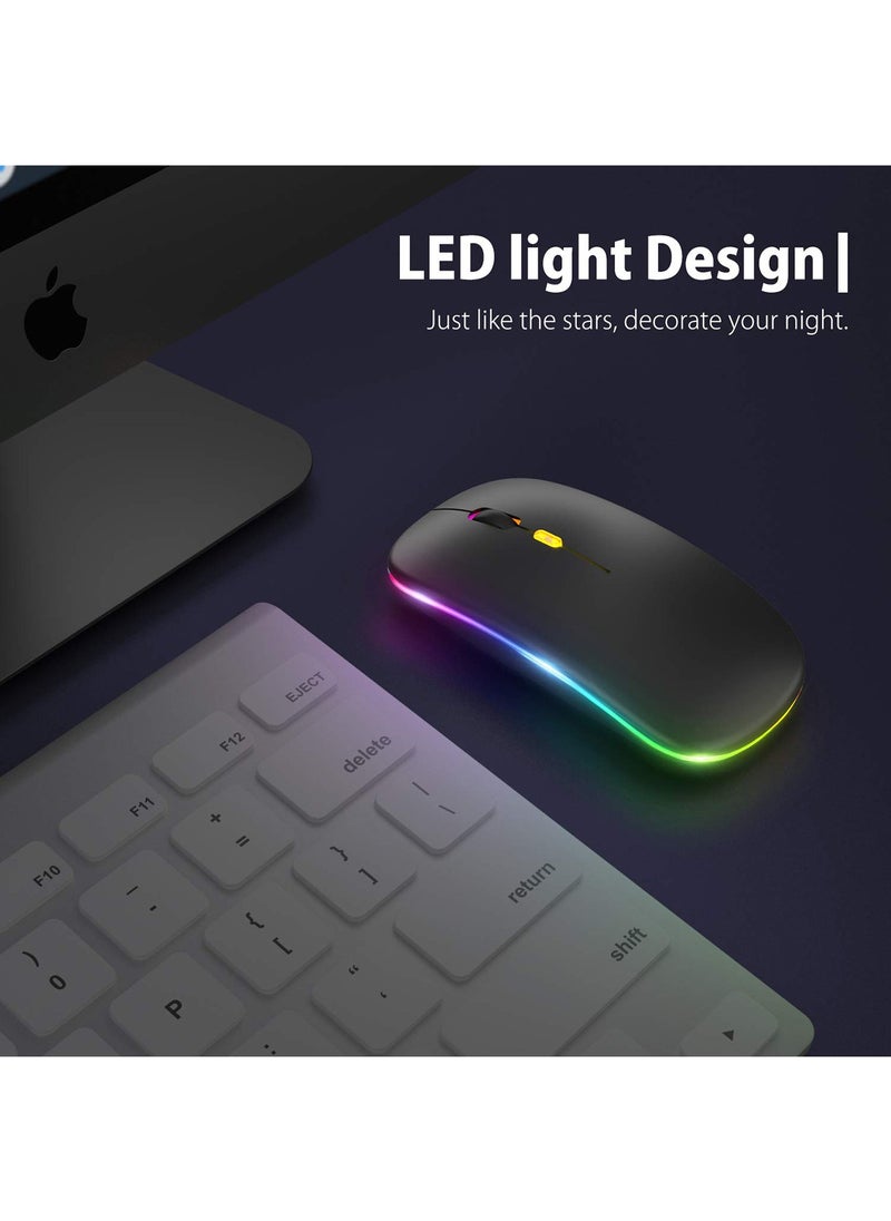 Generic ماوس لاسلكي LED قابل لإعادة الشحن، ماوس صامت رفيع 2.4 جيجا هرتز، ماوس مكتبي بصري محمول مع مستقبل USB وType-c للكمبيوتر المحمول والكمبيوتر الشخصي والكمبيوتر المحمول والكمبيوتر المكتبي  - Image 4