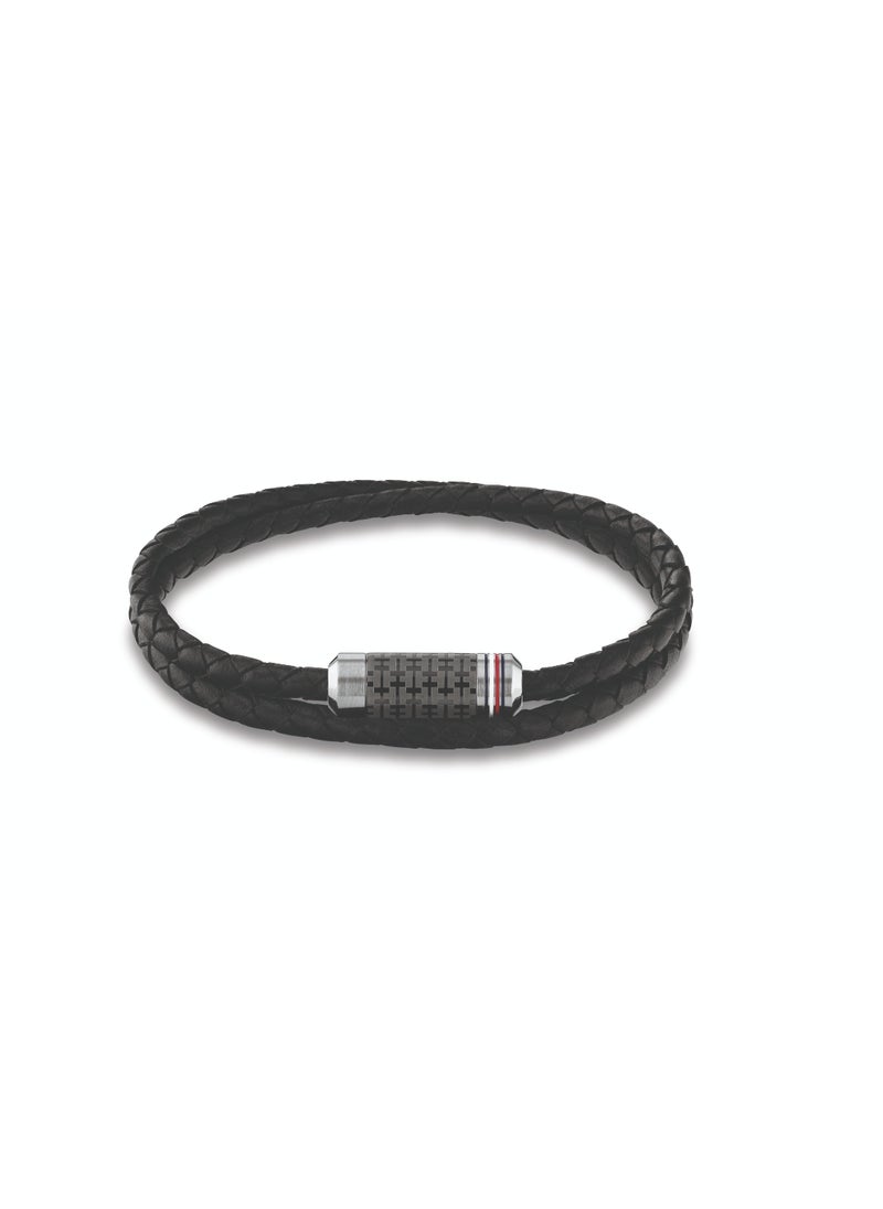 TOMMY HILFIGER TH JEWELRY TUBE DOUBLE WRAP BRAIDED MENS LEATHER BRACELET - 2790327  - Image 1