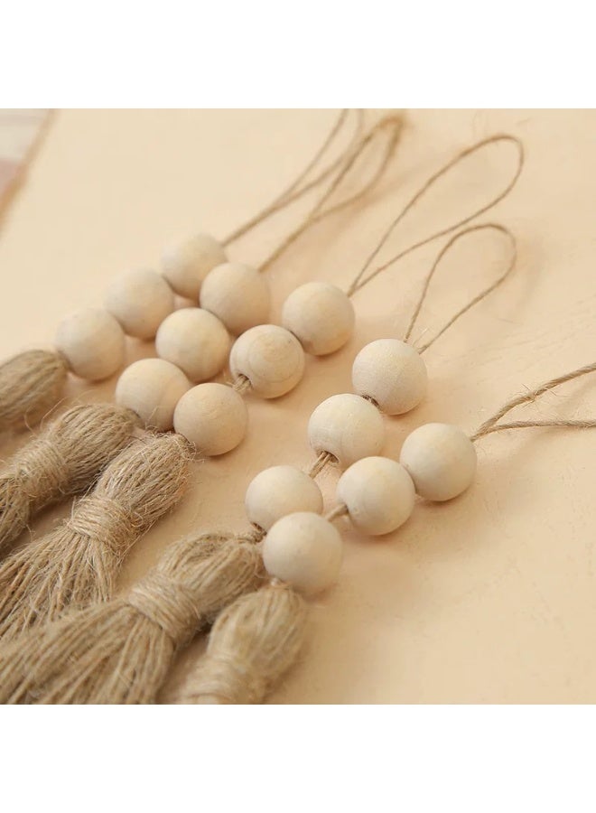 "Source Factory | Ins-Style Wooden Beaded Tassel Pendant - Customizable in Color/Size/Logo | Nordic Handmade Decorative Strap" - Image 1