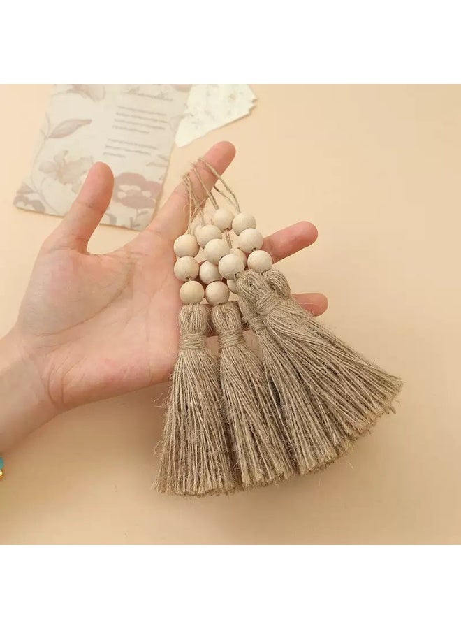 "Source Factory | Ins-Style Wooden Beaded Tassel Pendant - Customizable in Color/Size/Logo | Nordic Handmade Decorative Strap" - Image 2
