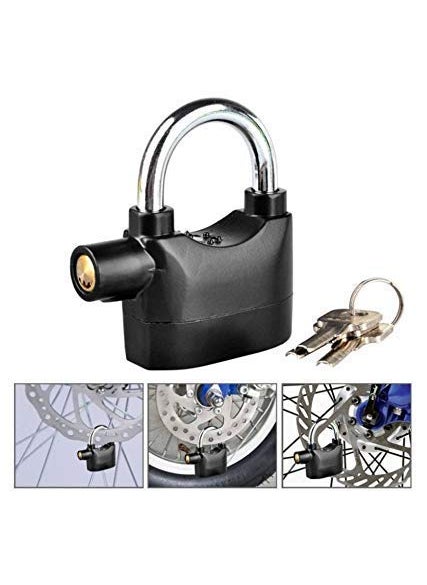 R RUNILEX - R Runilex Anti Theft Motion Sensor Alarm Lock Black Alarm Security Lock with 3 Keys 110dba Waterproof Padlock for Universal Use Office Garage DoorBlack - Image 1