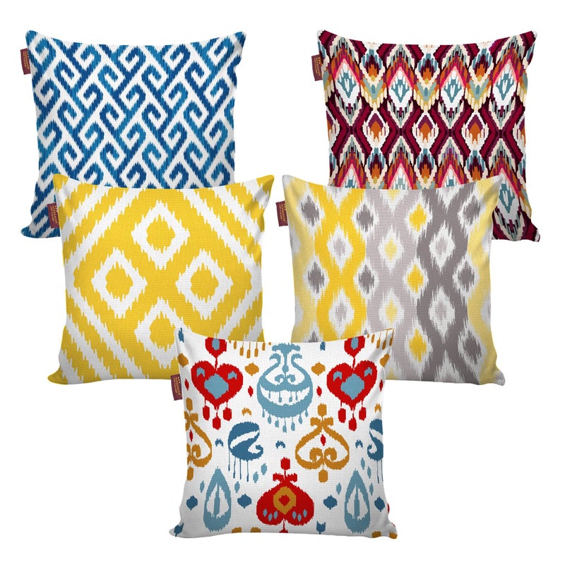 AEROHAVEN Set Of 5 Cotton Throw Pillow/Cushion Covers - Cc143 (Multi, 20 X 20 Inch), 150 TC - Image 3