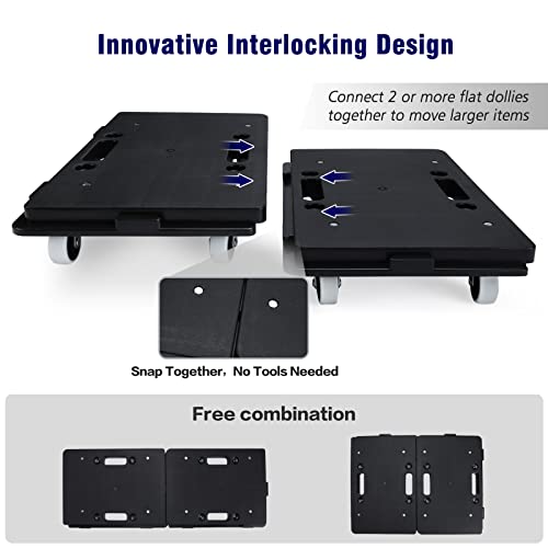 Insdawn Furniture Dolly, 2 Pack Moving Dolly Connectable, 15.63 x 10.23 inch, 500 Lbs Capacity, Furniture Movers 4 Wheels Heavy Duty, Small Flat Dolly Cart, Portable and Light Dollies - Image 3