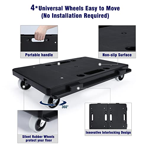 Insdawn Furniture Dolly, 2 Pack Moving Dolly Connectable, 15.63 x 10.23 inch, 500 Lbs Capacity, Furniture Movers 4 Wheels Heavy Duty, Small Flat Dolly Cart, Portable and Light Dollies - Image 2