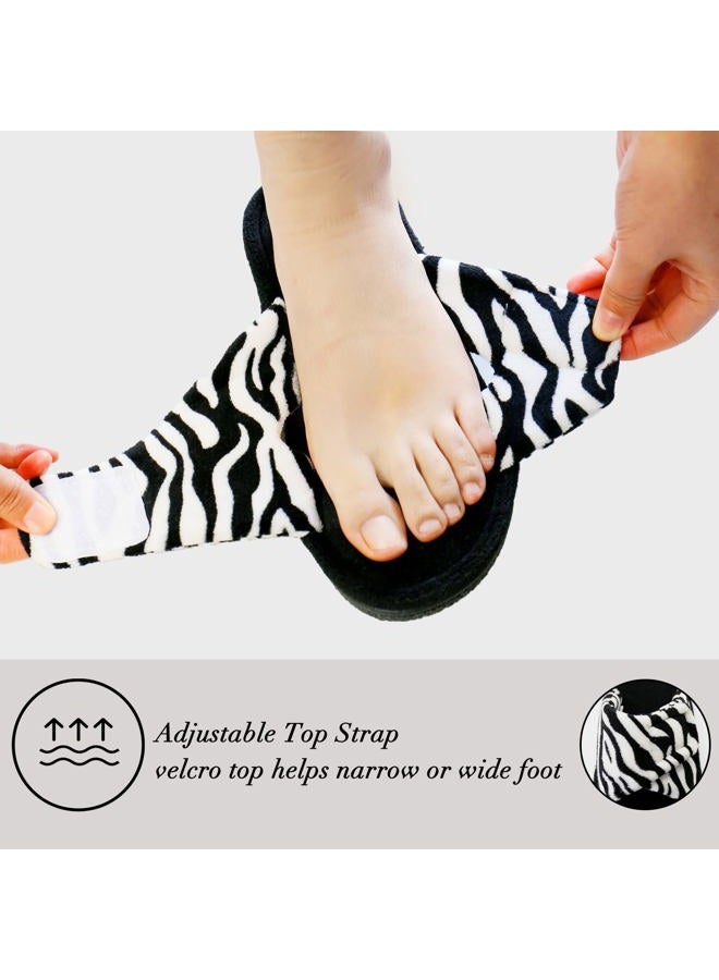 Magtoe Women Memory Foam Indoor Microfiber Terry Adjustable Open-Toe House Slipper - Image 2