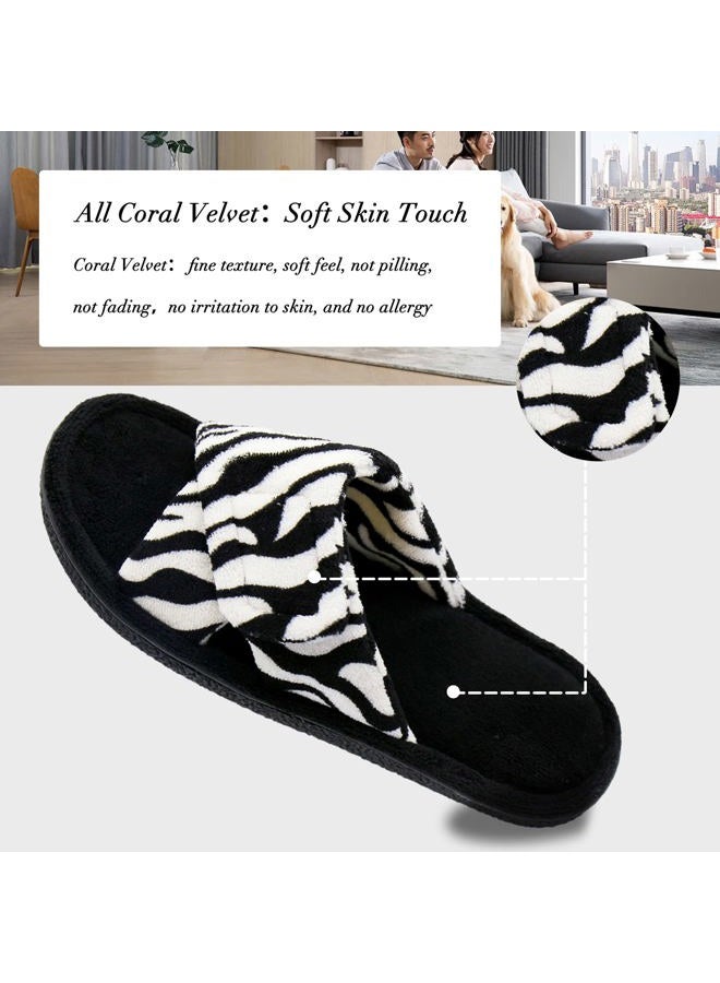 Magtoe Women Memory Foam Indoor Microfiber Terry Adjustable Open-Toe House Slipper - Image 4