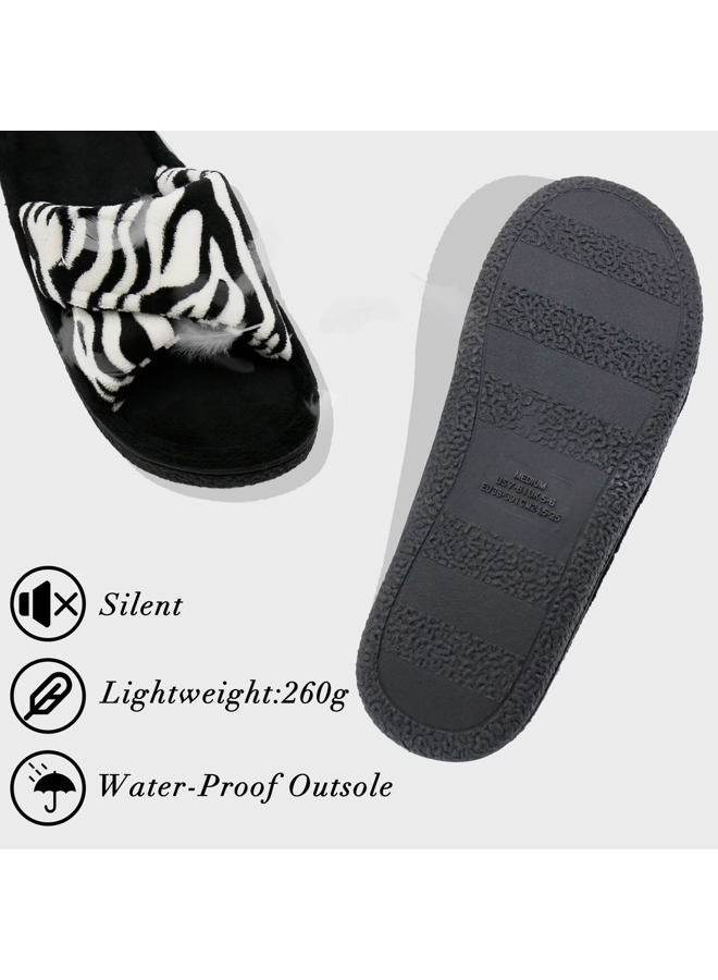 Magtoe Women Memory Foam Indoor Microfiber Terry Adjustable Open-Toe House Slipper - Image 5