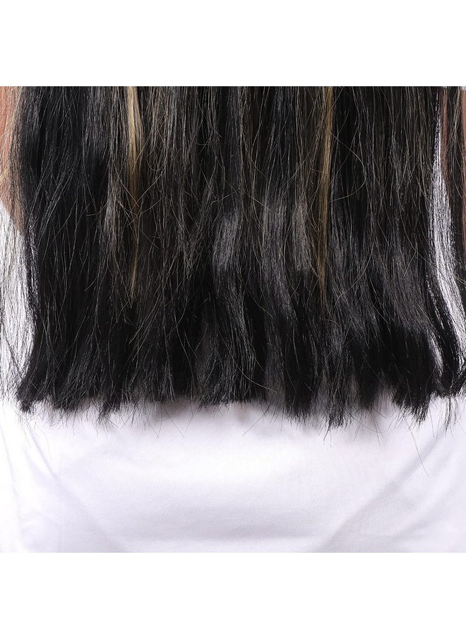 BeatStock Golden Highlight Synthetic Fibre 5 Clips Straight Hair Extension For Women (24 Inch) In Black And Golden In New Updated Texture  - Image 2
