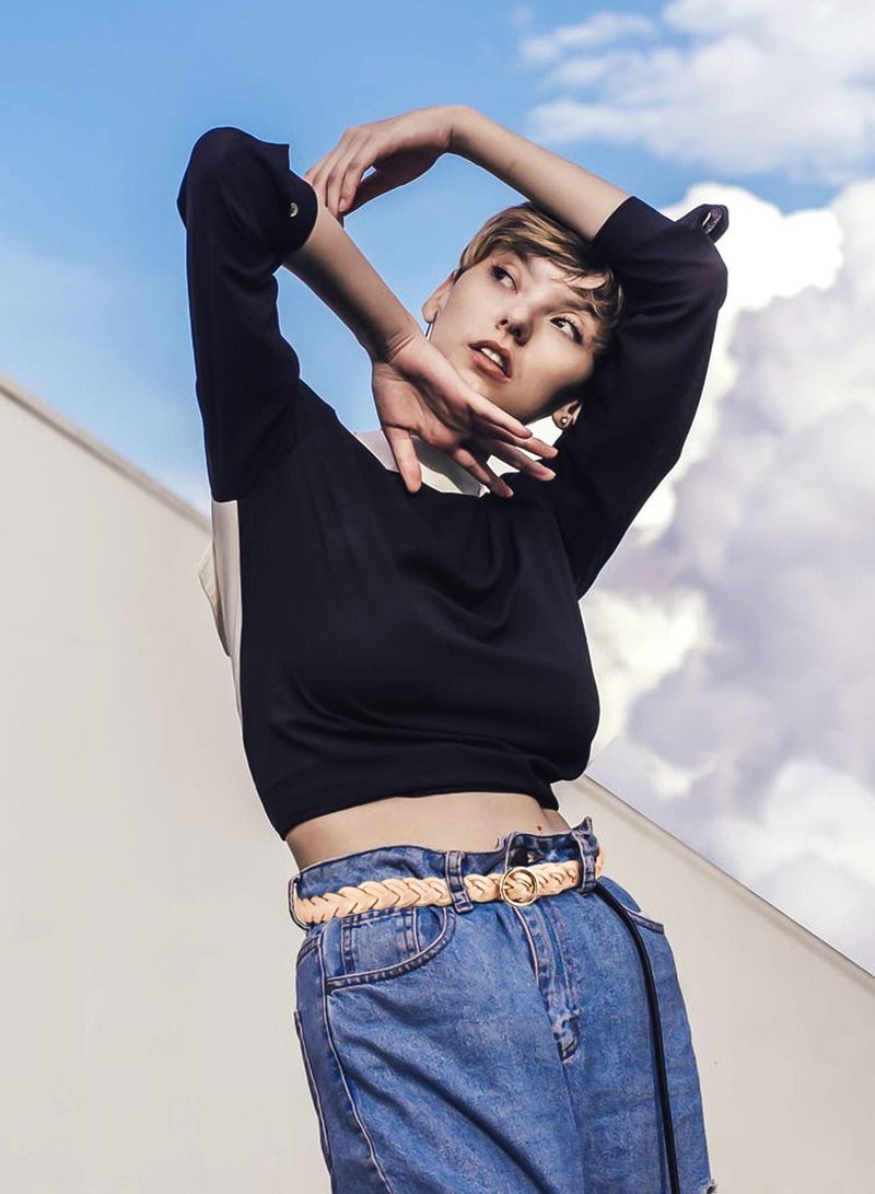 SOLARAE 3 Pieces Women's Braided Leather Belt, O-Ring Buckle Stretch Waist with Metal Buckle Formal Dress Belt, for Dress, Jean, Skirt, Pant - Image 3