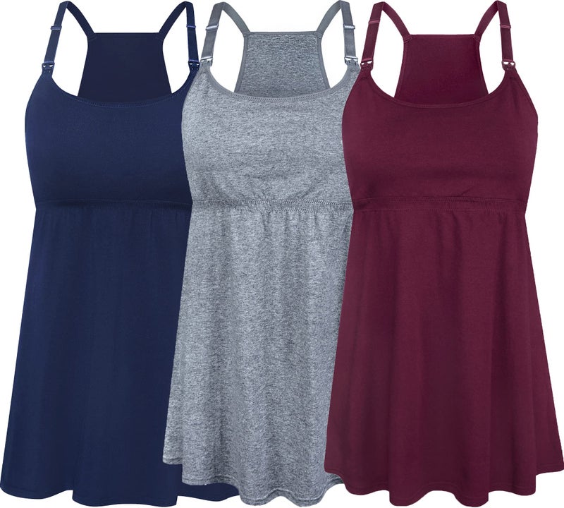 SUIEK Women's Nursing Tank Top Cami Maternity Bra Breastfeeding Shirts (Large) - Image 1