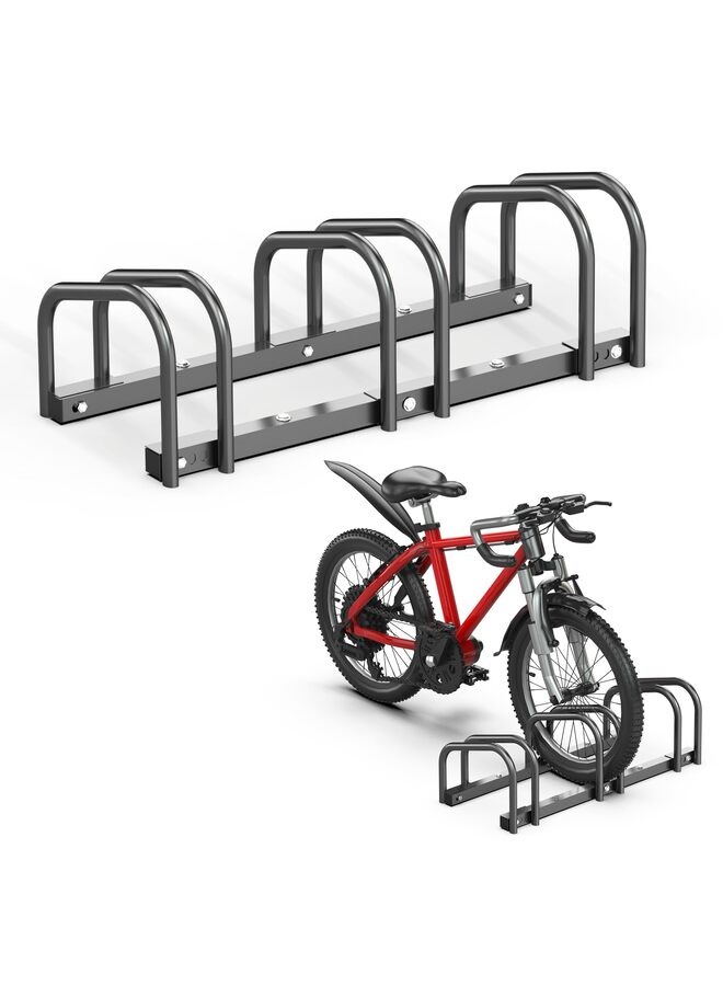 Bike Storage Rack for Garage, 3 Bikes Floor Bike Stand, Bicycle Parking Stand Rack for Indoor/Outdoor, Fit 22-28" Wheel Tire Width 2.1" - Image 1