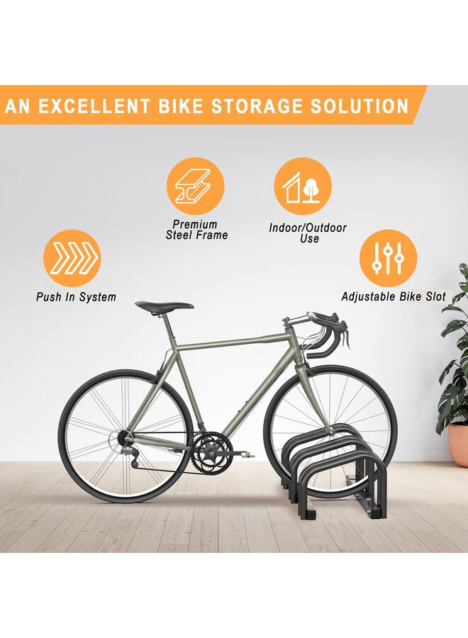 Bike Storage Rack for Garage, 3 Bikes Floor Bike Stand, Bicycle Parking Stand Rack for Indoor/Outdoor, Fit 22-28" Wheel Tire Width 2.1" - Image 3